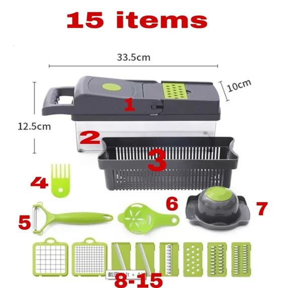 RUGED - 15-In-1 Vegetable Fruit Chopper Cutter Food Onion Veggie Dicer Slicer Kitchen Us