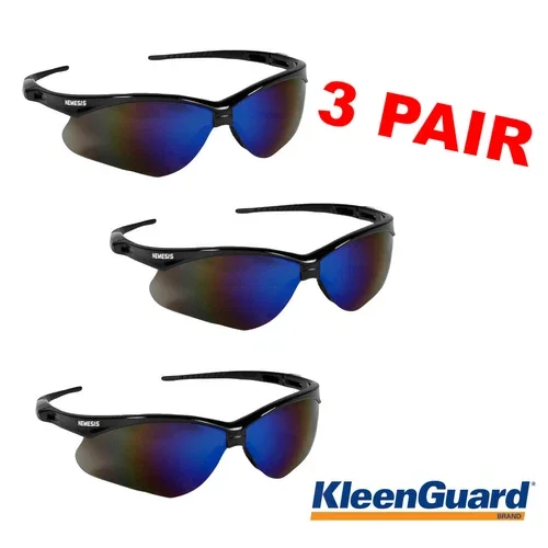 RUGED - Jackson Safety Kleenguard 14481 Nemesis Blue Mirror Safety Glasses (3 Pair)