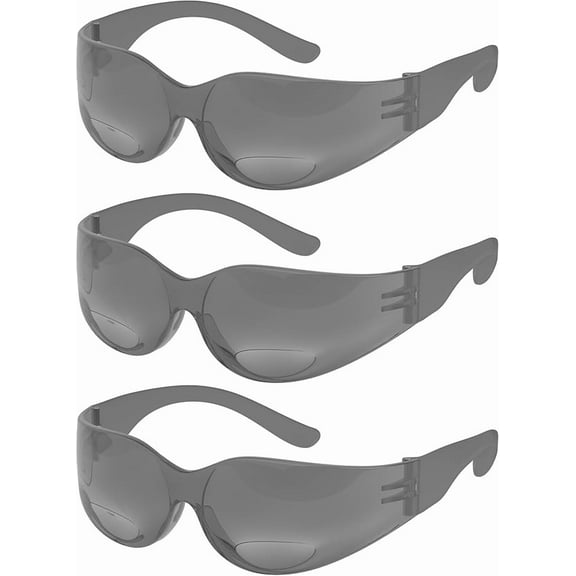RUGGED BLUE Bifocal Readers – Gray Frame | UV400 Scratch-Resistant Wraparound Lens | 1.0 Diopter | 3-Pack