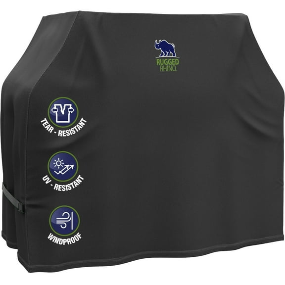 RUGGED RHINO Grill Cover, Three Layer Waterproof, UV Resistant, Buckle Closure, 55x23x42, Black
