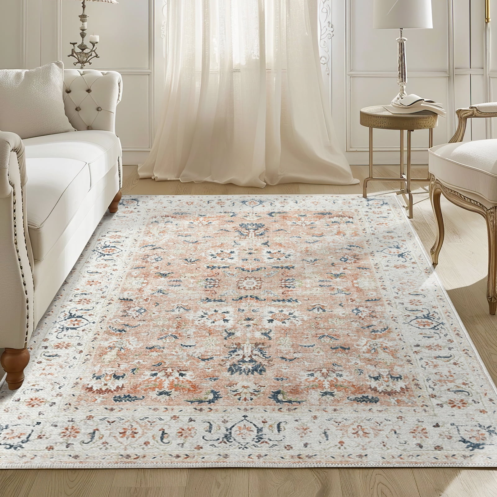 RUGKING 5x7 Vintage Floral Area Rug, Non-Slip, Foldable, Perfect