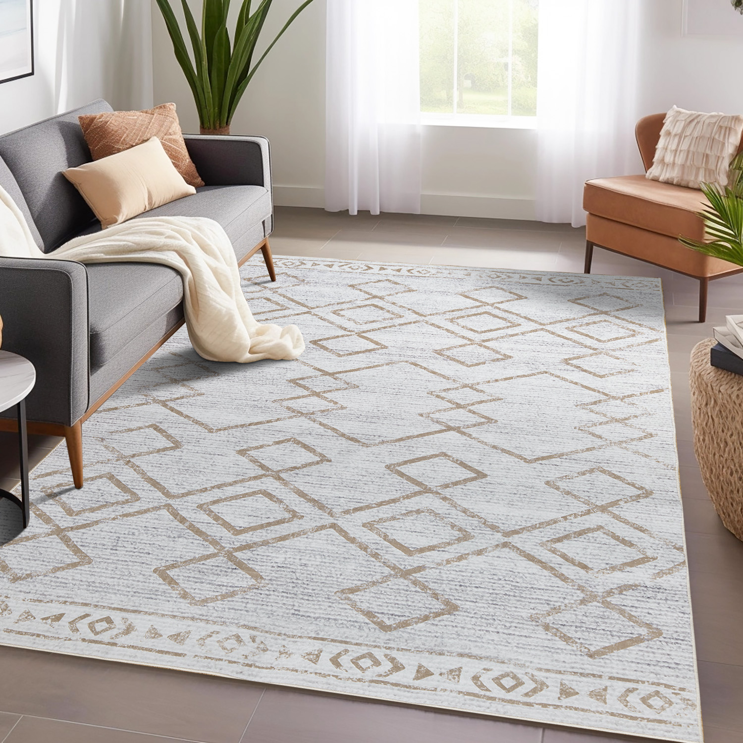 Rugking 6x9 Modern, Non-slip, Foldable Indoor Area Rug - Geometric 