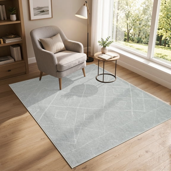 RUGKING 4x6 Area Rug Living Room Bedroom Washable Rug Carpet Boho Non Slip Gray Mat for Dining Room Decor