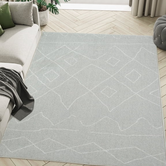 RUGKING 5x7 Area Rug Non Slip Washable Rug Modern Boho Carpet Gray Mat for Dinning Room Living Room Bedroom
