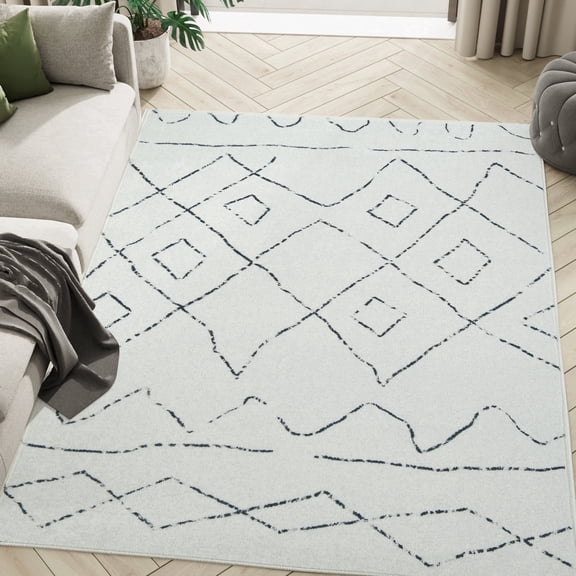 RUGKING 5x7 Area Rug Living Room Bedroom Washable Rug Boho Carpet Foldable Non Slip off-white Mat for Dinning Room