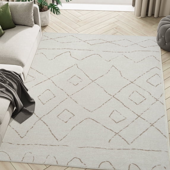 RUGKING 6x9 Area Rug Living Room Bedroom Washable Rug Boho Carpet Non Slip Taupe Mat for Dinning Room