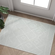 RUGKING Front Door Mat Area Rug 2x3 Washable Non Slip Boho Small Rug Indoor Gray Entrance Carpet for Bathroom Kitchen