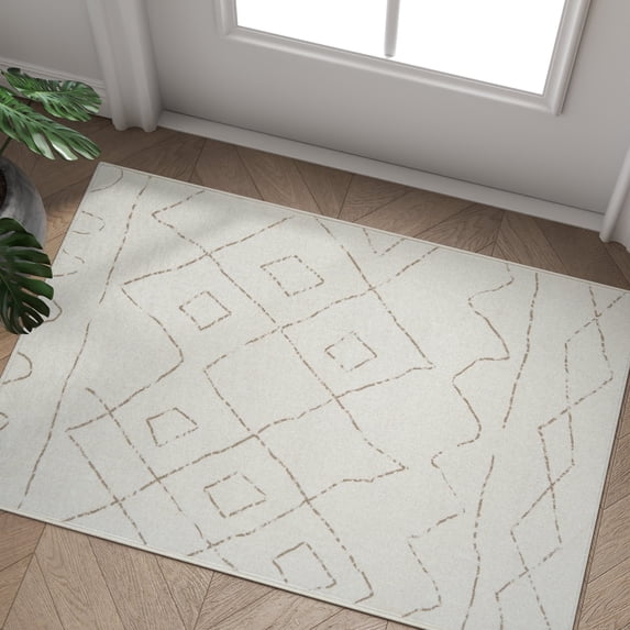 RUGKING Runner Rug 2x5 Boho Washable Rug Modern Hallway Runner Taupe Foldable Non Slip Carpet for Bedroom Kitchen