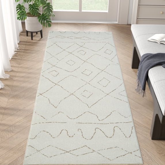 RUGKING Runner Rug 2x5 Boho Washable Rug Modern Hallway Runner Taupe Foldable Non Slip Carpet for Bedroom Kitchen