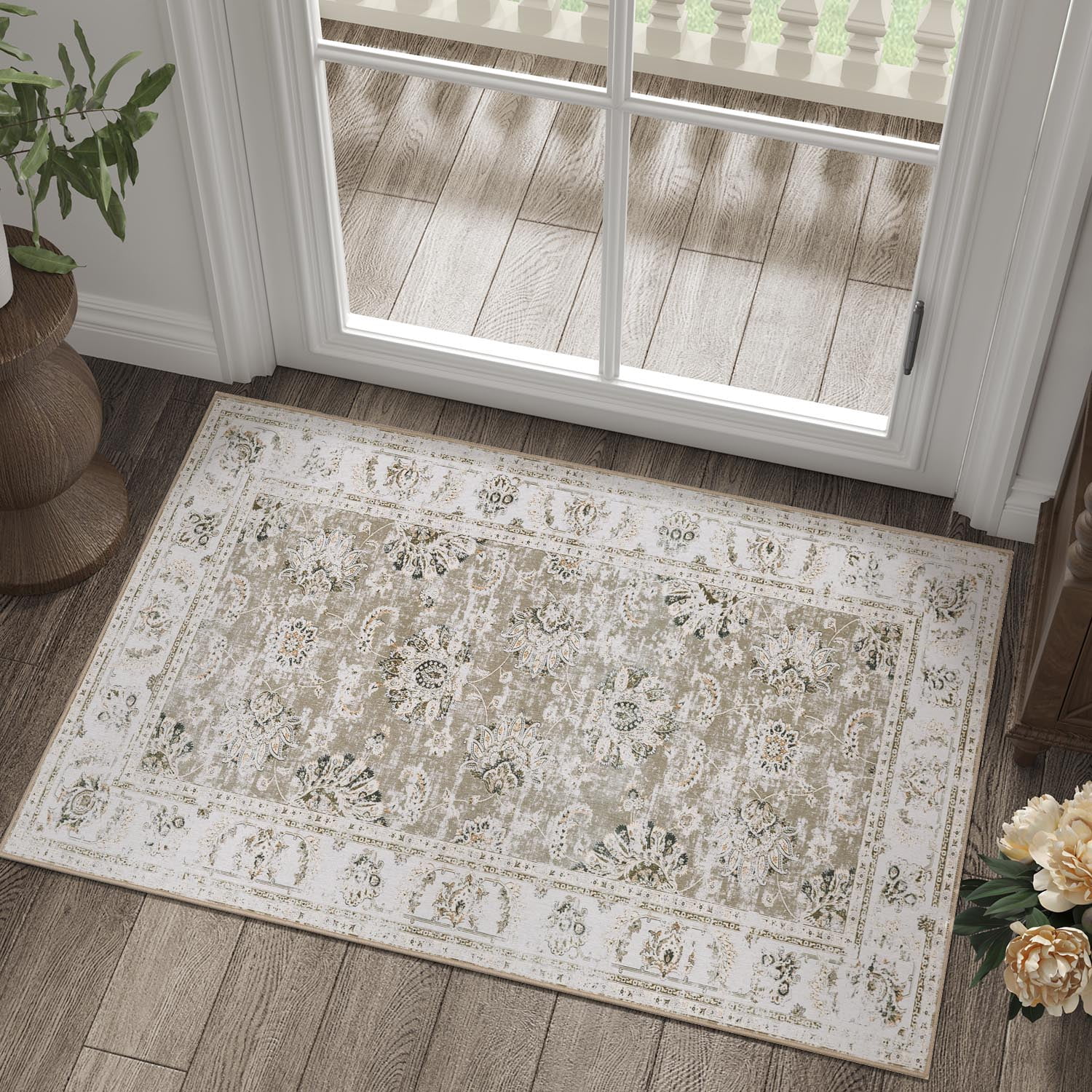 RUGKING 2x3 Non-Slip Area Rug, Vintage Floral Design, Indoor, Bedroom ...