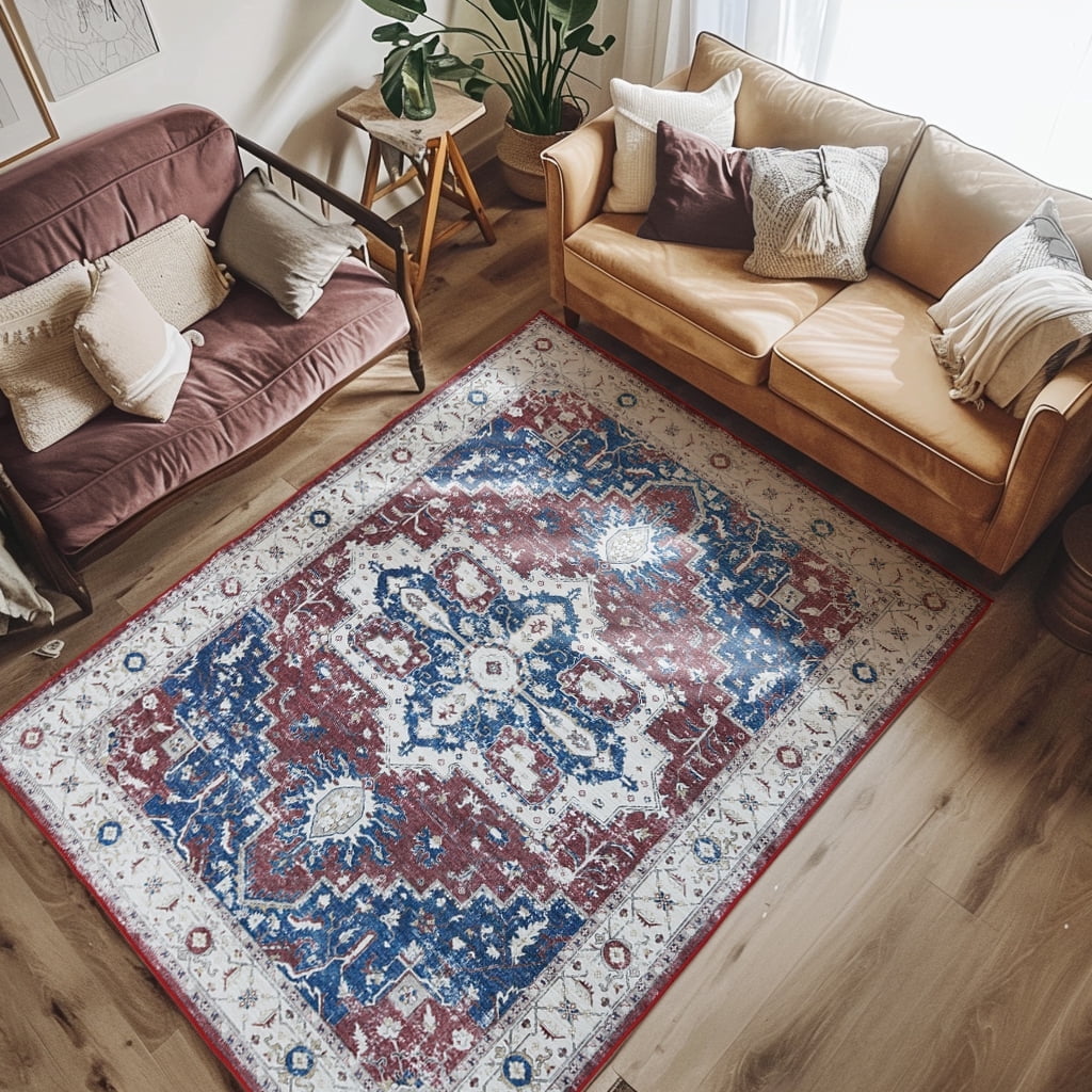 RUGKING Area Rug 4x6 Christmas Rug Bohemian Indoor Floor Cover Chenille ...