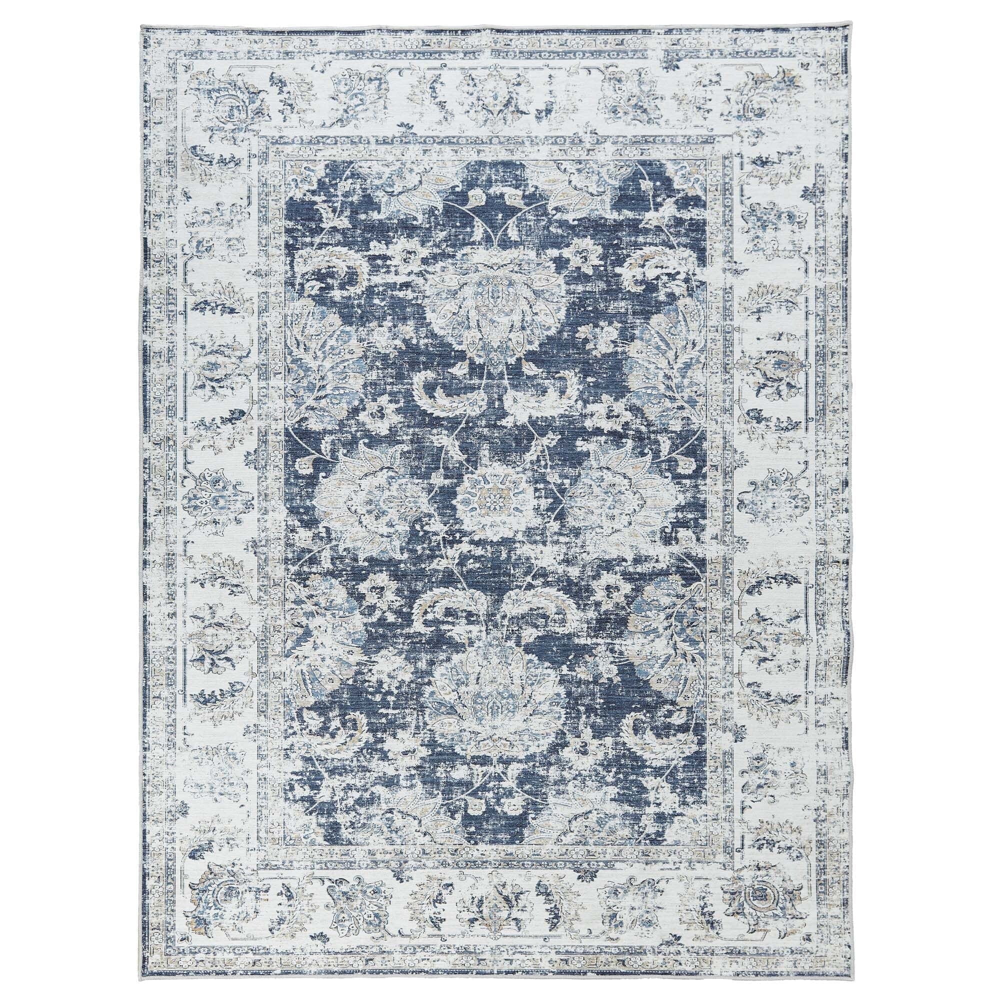 RUGKING 4x6 Rug for Living Room Dark Blue Vintage Kitchen Rugs Floor