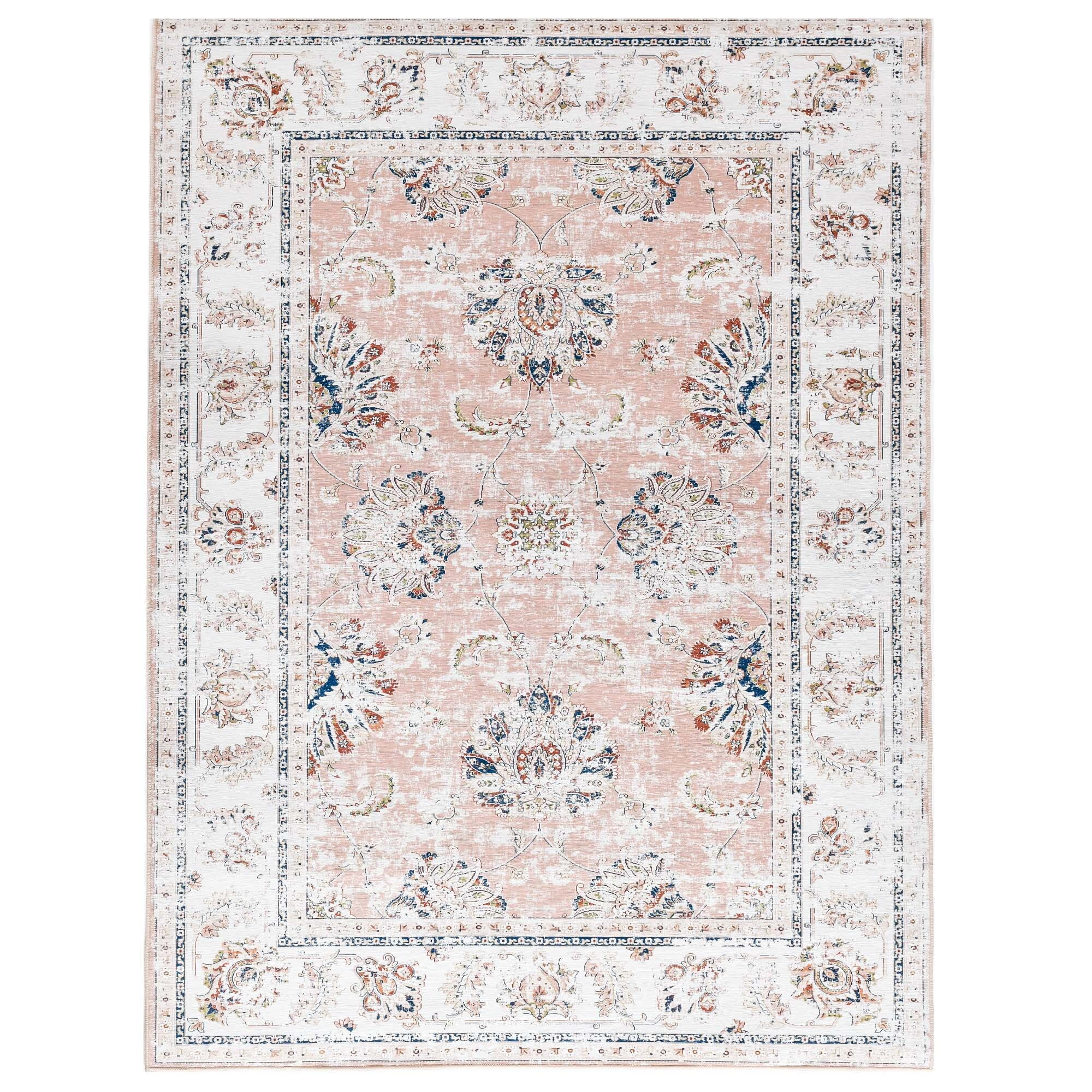 RUGKING Area Rug 2X5 Hallway Entryway Rug Taupe Vintage Persian Rug Floor  Cover Foldable Thin Rug Traditional Floral Print Indoor Mat for Bathroom