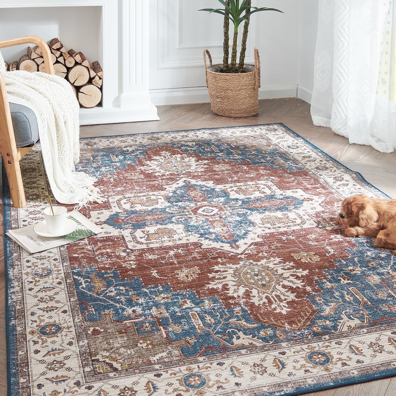 RUGKING Area Rug 5x7 Persian Rug Bohemian Indoor Floor Cover Washable ...