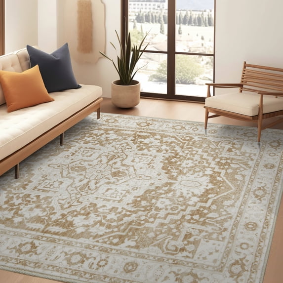 RUGKING Area Rug 5x7 Persian Vintage Rug Indoor Floor Print Carpe Accent Lightweight Washable Mat for Living Room Bedroom Dining Room