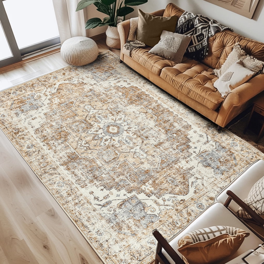 RUGKING Area Rug 6x9 Vintage Carpet Foldable Oriental Medallion Pattern Non Slip Indoor Thin Rug for Living Room Bedroom RUGKING Area Rug 6x9 Vintage Carpet Foldable Oriental Medallion Pattern Non Slip Indoor Thin Rug for Living Room Bedroom