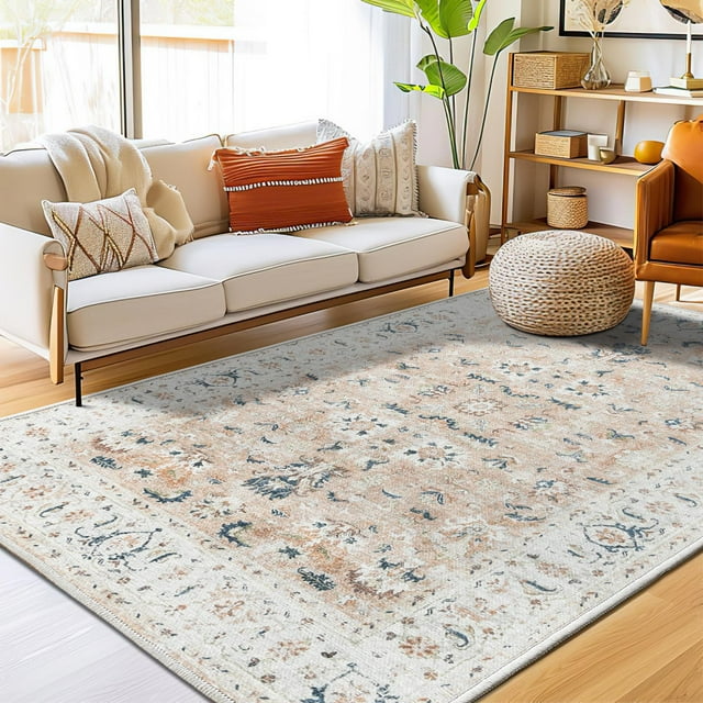 RUGKING Vintage Floral Large NonSlip Area Rug, Low Pile, Suitable for
