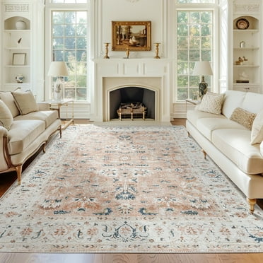 RUGKING Area Rug for Living Room 8x10 Vintage Low pile Mat Non-Slip Washable Indoor Rugs for Bedroom Living Room Dining room