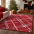 thumbnail image 1 of RUGKING Christmas Area Rug 6x9 Modern Geometric Lines Non Slip Thin Washable Rug Floor Cover Soft Rug Carpet for Living Room Bedroom Dining Room Red, 1 of 5