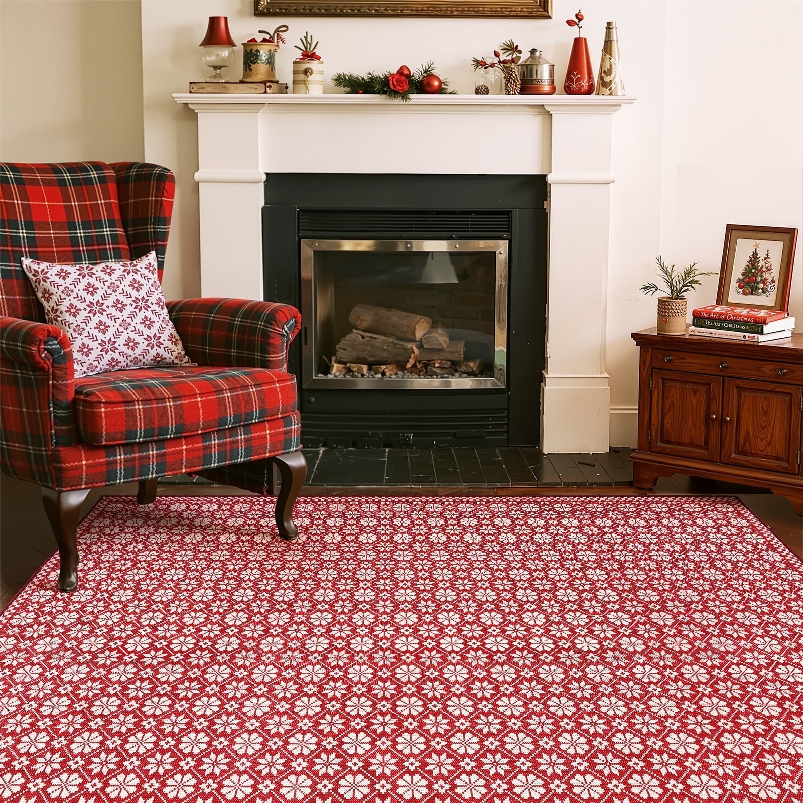 RUGKING Christmas Rug 4x6 Washable Non-Slip Holiday Decor for Living ...