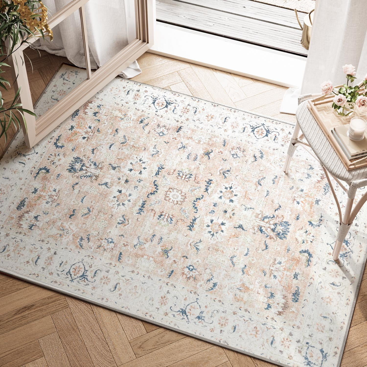 famibay 2x3 Washable Rug, Soft Throw Rugs with Rubber Backing Modern  Abstract Entryway Rugs Indoor Non Slip Aesthetic Small Rugs for Bedroom  Entryway
