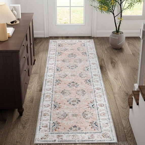 RUGKING Rug for Bedroom 3'x10' Vintage Rug Non Slip Rug Floral Rug for Hallway Runner Rug