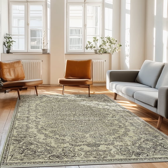 RUGKING Rugs For Living Room 6X9 Indoor Vintage Floor Decor Carpet Washable Orental Rug for Bedroom Hallway Grey