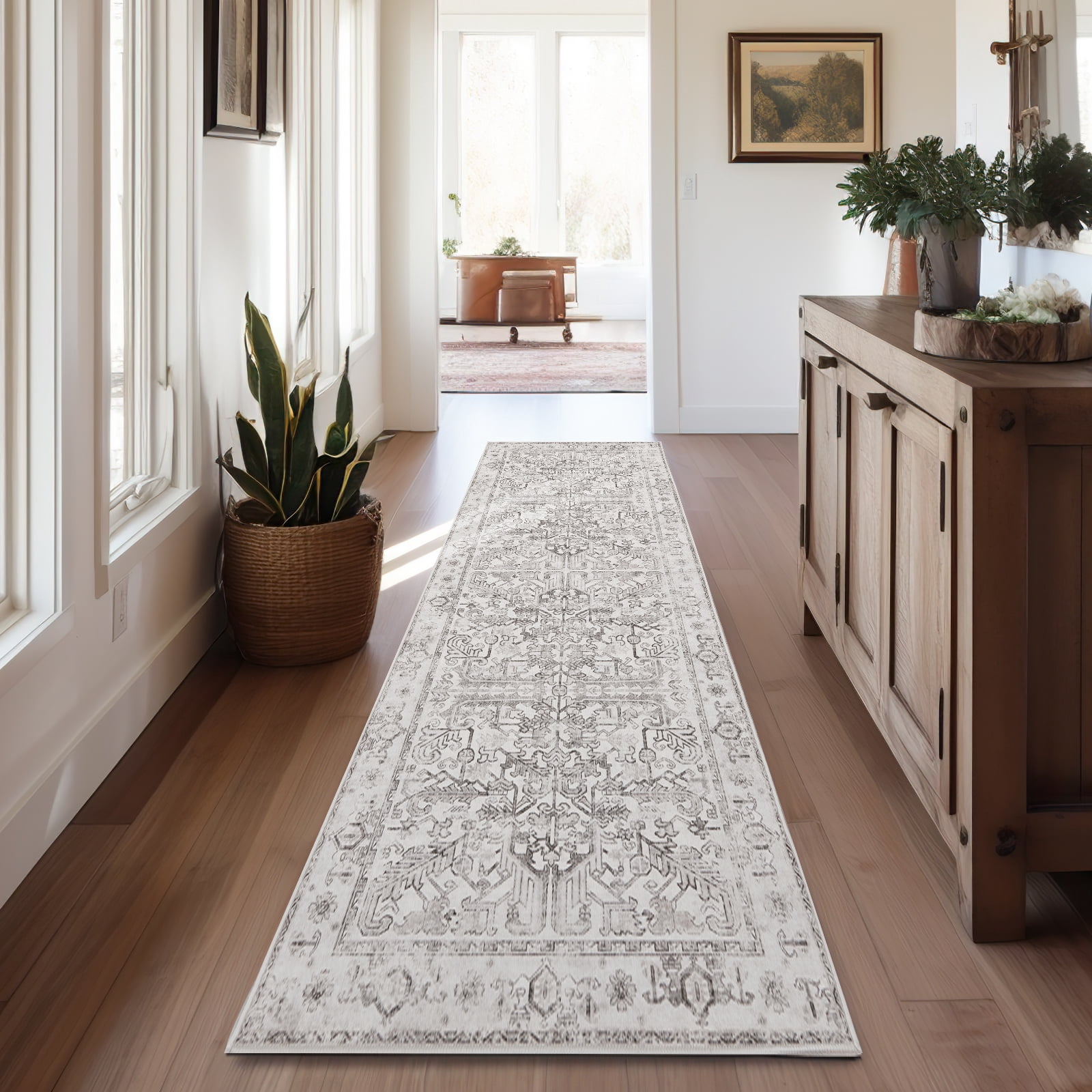 RUGKING Runner Rug 2x10 Bohemian Hallway Rug Washable Kitchen Rug Floral Non Slip Low pile Vintage Carpet for Bedroom Laundry Decor Taupe - Walmart.com
