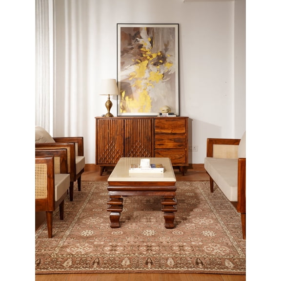 Rugsotic Carpets Hand Knotted Wool Area Rug 5'x8' Light Brown Beige Oriental Rectangle Indoor Rug for Living Room, Bedroom Antimicrobial HM0030