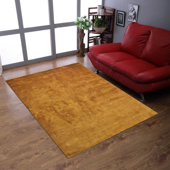 Rugsotic Carpets Handmade Rugs Hand Knotted Loom Rectangle 3'x5' Orange Silk Mix for Indoor Use