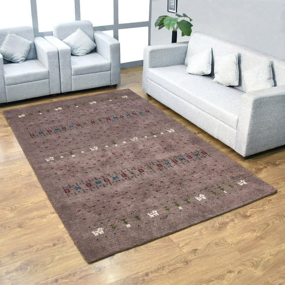 Rugsotic Carpets Handmade Rugs Hand Knotted Loom Rectangle 6'x9' Light Brown Silk Mix for Indoor Use
