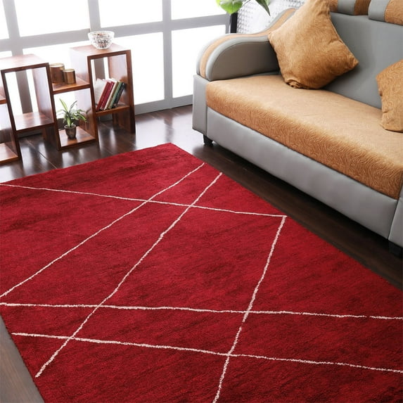 Rugsotic Carpets Handmade Rugs Hand Knotted Loom Rectangle 6'x9' Red Silk Mix for Indoor Use