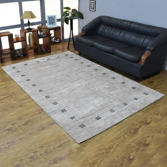 Rugsotic Carpets Handmade Rugs Hand Knotted Loom Rectangle 8'x10' Beige Silk Mix for Indoor Use