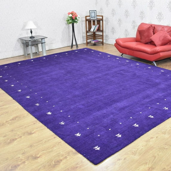 Rugsotic Carpets Handmade Rugs Hand Knotted Loom Rectangle 8'x11' Purple Silk Mix for Indoor Use