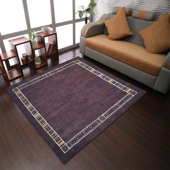 Rugsotic Carpets Handmade Rugs Hand Knotted Loom Square 8'x8' Brown Silk Mix for Indoor Use