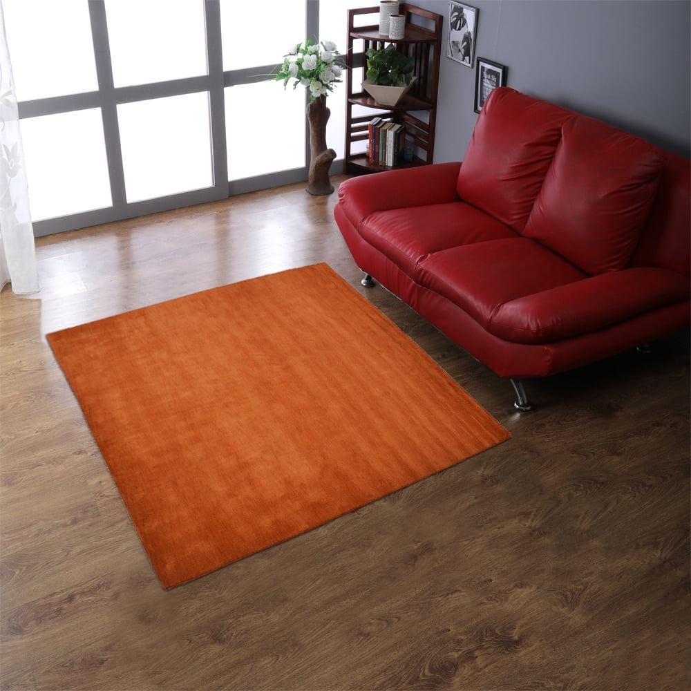 Handmade Square Orange Wool Area Rug 10'x10'