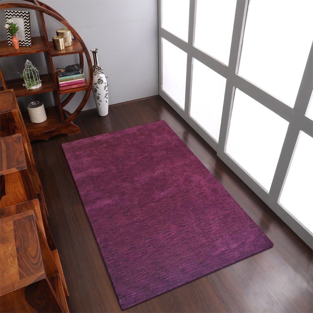Hand-Knotted Purple Wool 6'x9' Area Rug