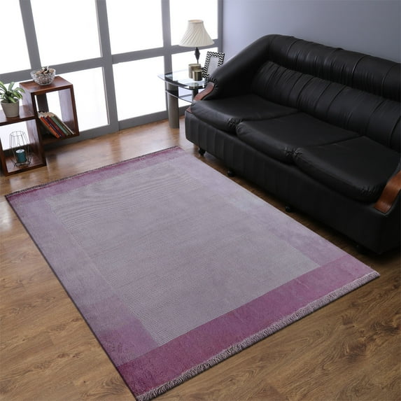 RUGSOTIC CARPETS HAND KNOTTED SUMAK SILK AREA RUGS - 5'x8', Rectangle, Pink, Contemporary Modern Design, High Pile Thick Handmade Anti Skid Area Rugs for Living Room, Bed Room (SS0005)