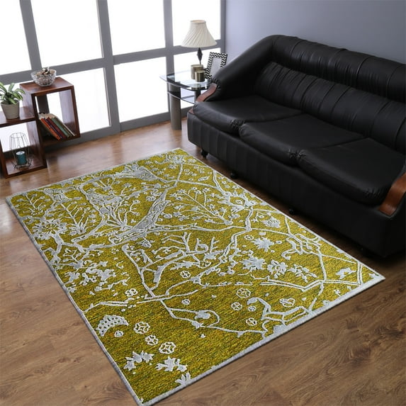 RUGSOTIC CARPETS HAND KNOTTED SUMAK SILK AREA RUGS - 6'x9', Rectangle, Multicolor, Floral Modern Design, High Pile Thick Handmade Anti Skid Area Rugs for Living Room, Bed Room (SSW005)