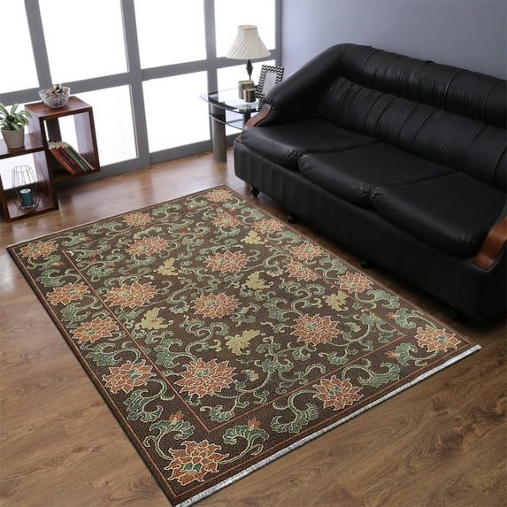 RUGSOTIC CARPETS HAND KNOTTED SUMAK WOOL AREA RUGS - 6'x9', Rectangle, Multicolor, Floral Modern Design, High Pile Thick Handmade Anti Skid Area Rugs for Living Room, Bed Room (SW0013)