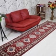 thumbnail image 1 of Rugsotic Carpets Eco-Friendly Handmade Knotted Red Cream Oriental Area Rugs, 2'6"x10', Runner, Silk And Wool, Quick Dry, 1 of 5