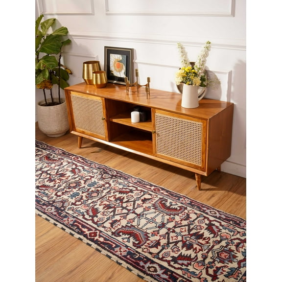 Rugsotic Carpets Hand Knotted Afghan Rugs Runner 2'6''x10' White Blue Silk-Wool for Indoor Use