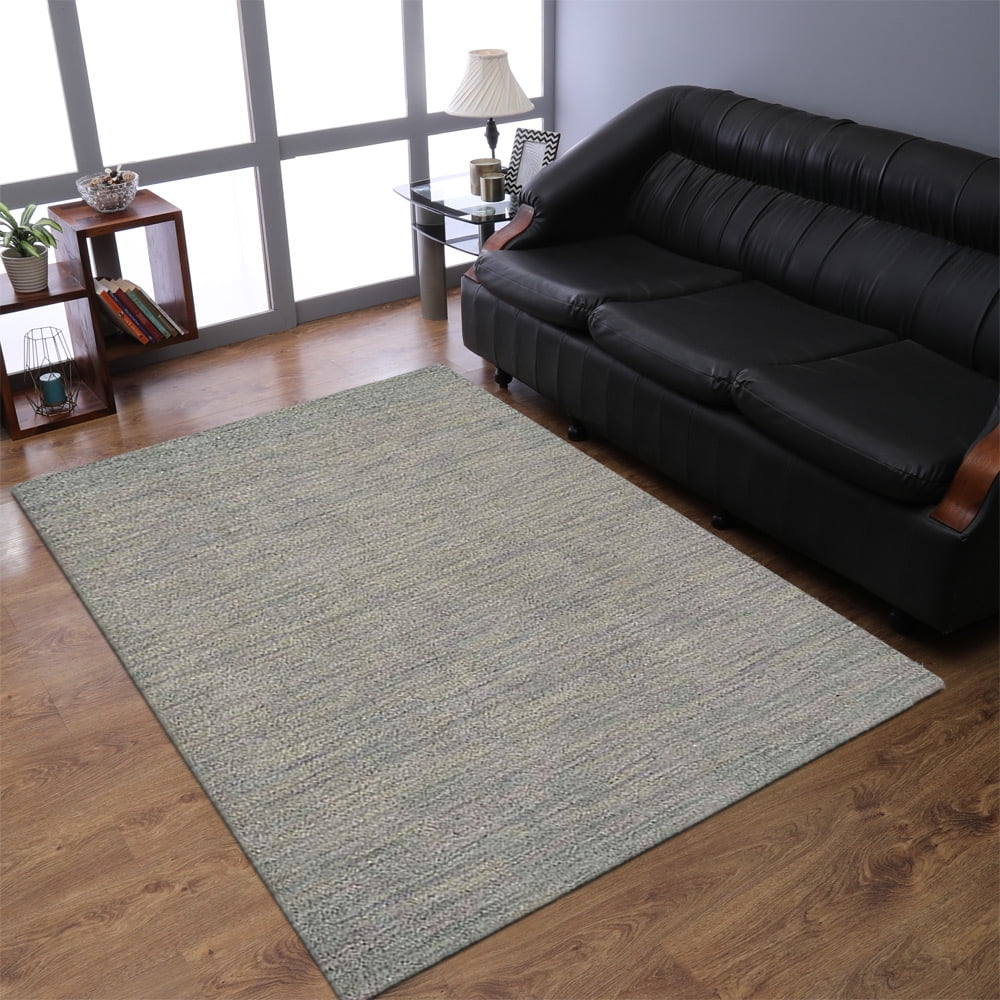 Handmade Light Green Tufted Shag Synthetic Area Rug