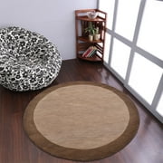 RUGSOTIC CARPETS HAND TUFTED WOOL ECO-FRIENDLY AREA RUGS - 8'x8', Round, Beige Brown, Modern Contemporary Design, High Pile Thick Handmade Anti Skid Area Rugs for Living Room, Bed Room (K00201)