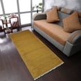 thumbnail image 1 of RUGSOTIC CARPETS HAND WOVEN FLAT WEAVE KILIM COTTON & POLYESTER ECO-FRIENDLY AREA RUGS - 2'6''x6', Runner, Gold, Plain Solid Design, Low Pile Handmade Area Rugs for Living Room, Bed Room (DCP111), 1 of 9