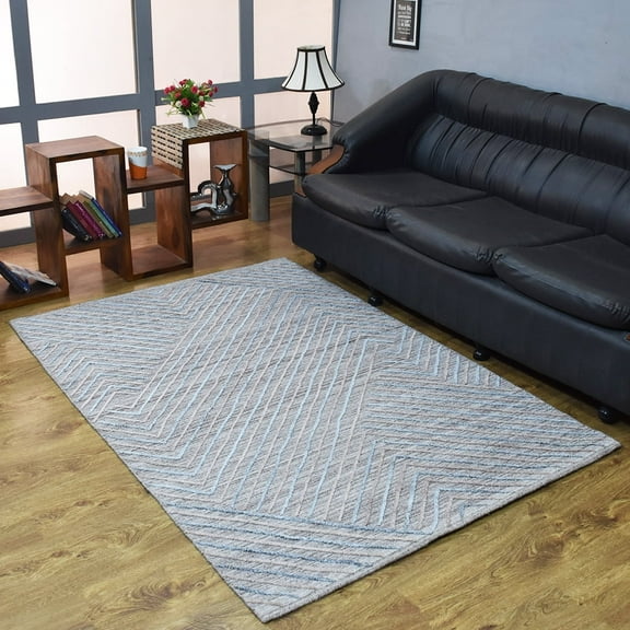 RUGSOTIC CARPETS HAND WOVEN FLAT WEAVE KILIM POLYESTER ECO-FRIENDLY AREA RUGS - 3'x5', Rectangle, Light Gray, Contemporary Modern Design, Low Pile Handmade Area Rugs for Living Room, Bed Room (DP0004)