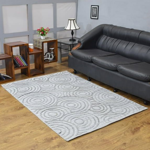 RUGSOTIC CARPETS HAND WOVEN FLAT WEAVE KILIM POLYESTER ECO-FRIENDLY AREA RUGS - 8'x10', Rectangle, Light Gray, Geometric Modern Design, Low Pile Handmade Area Rugs for Living Room, Bed Room (DP0010)