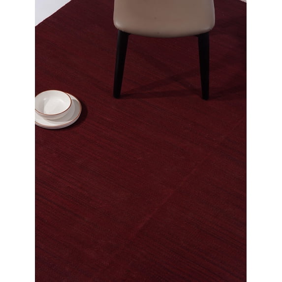 Rugsotic Carpets Eco-Friendly Woven Hand Woven Kilim Flat Weave Burgundy Solid Area Rug, 10'x10' Square, Antimicrobial