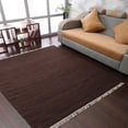 thumbnail image 1 of Rugsotic Carpets Eco-Friendly Woven Hand Woven Kilim Flat Weave Dark Brown Solid Area Rug, 10'x10' Square, Antimicrobial, 1 of 8