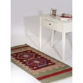 thumbnail image 1 of Rugsotic Carpets Handmade Rugs Hand Woven Kilim Runner 2'6''x8' Burgundy Olive Wool for Indoor Use, 1 of 5